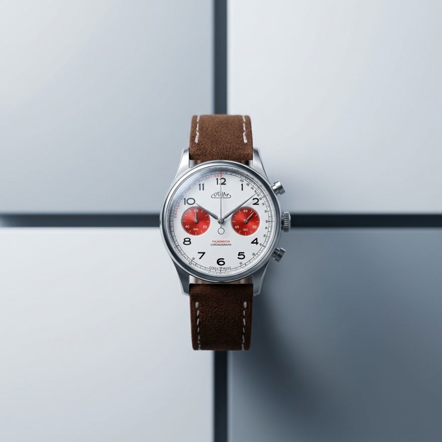 Chronograf na šedých dlaždicích